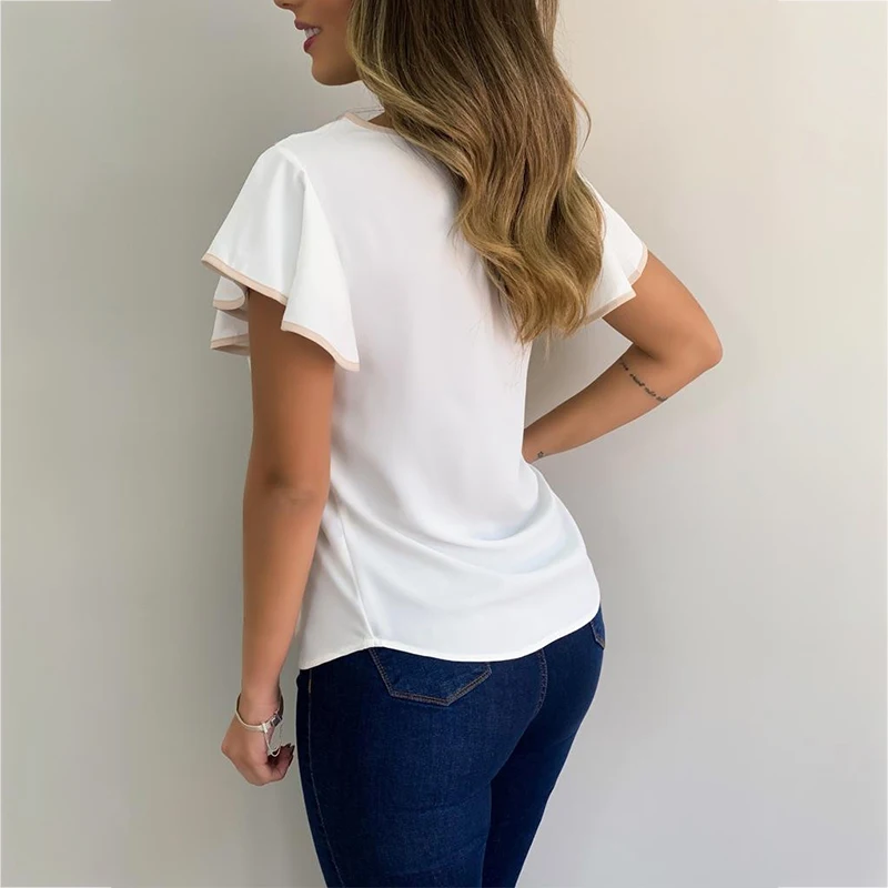 

Elegant Summer Short Sleeve T-shirt Women 2020 Sexy Chest Hollow Out Top Female Street Fashion Casual Solid Color Y2k Tshirt Tee