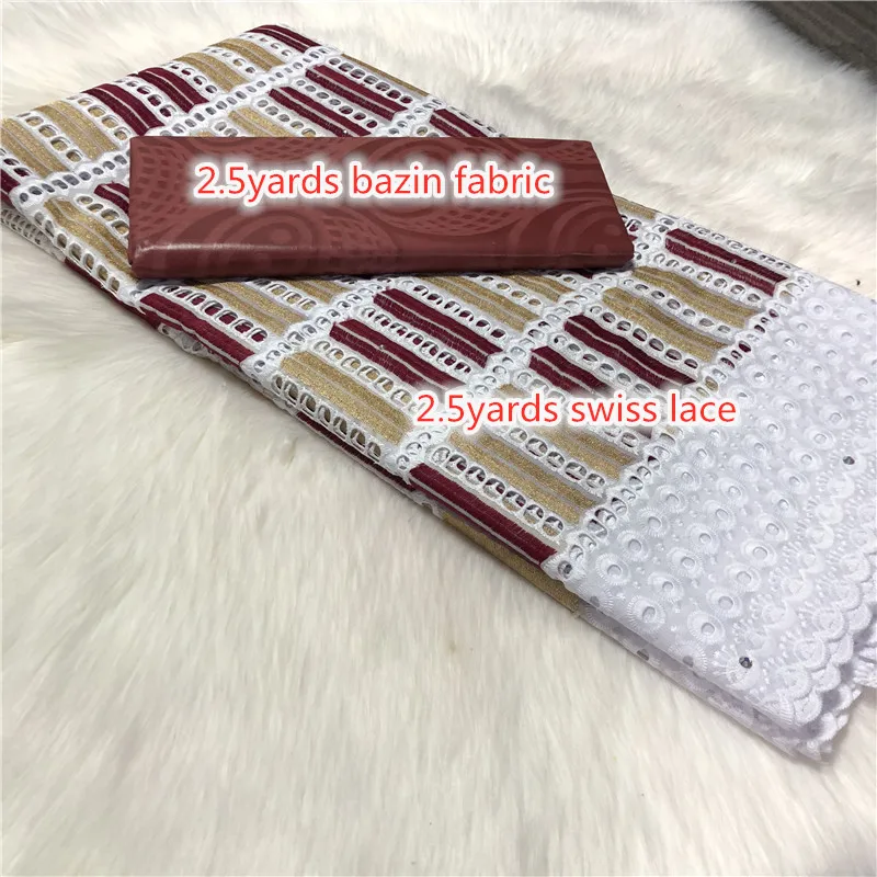 5 ярдов/комплект африканская ткань Базен Riche Brode со швейцарской хлопковой вуалью