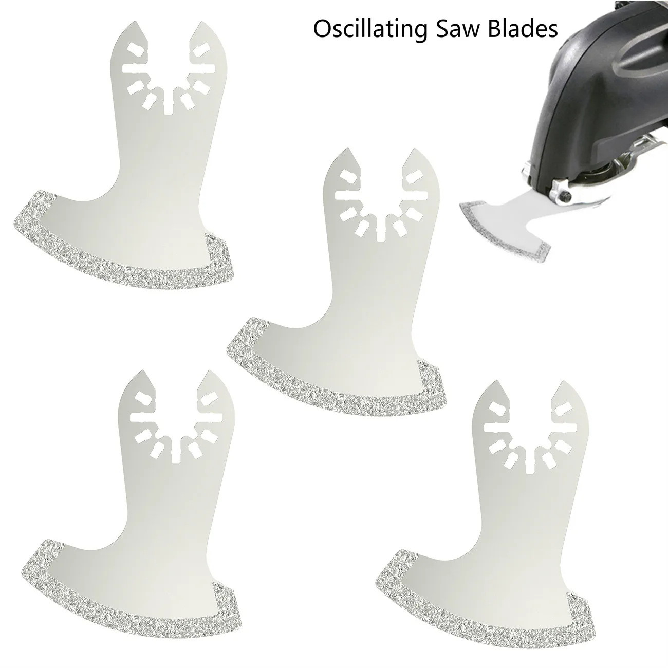 

4pcs Diamond Triangle Rasp Sickle Oscillating Saw Blades for Rough Sanding Fillers Multitool Trimming Machine Swing Accessories