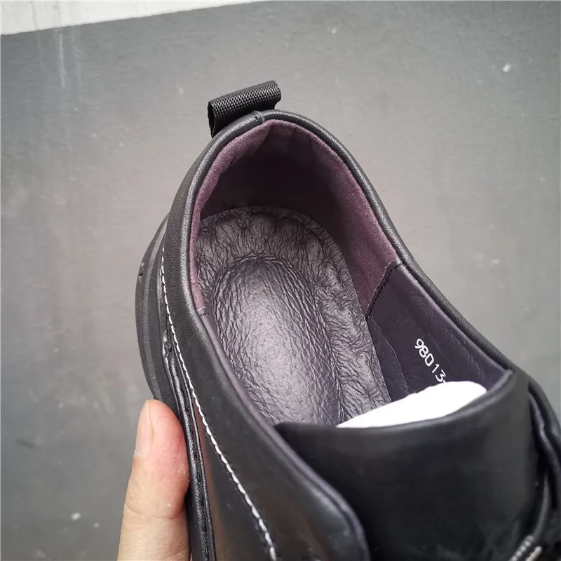 Кроссовки мужские из натуральной воловьей кожи эластичная лента Уличная обувь