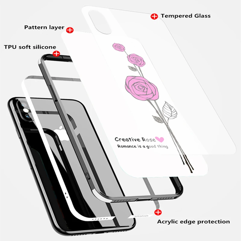 Светящийся чехол из закаленного стекла для IPhone X xs max xr 6 7 8 6s Plus светящийся с