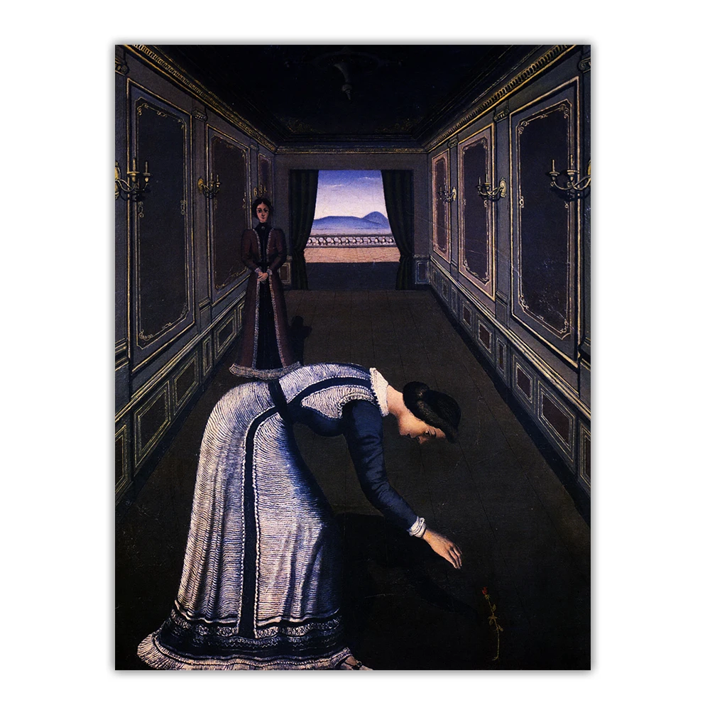 Картина маслом на холсте пол дельво женщина с розой 1936 дюйма Западное искусство