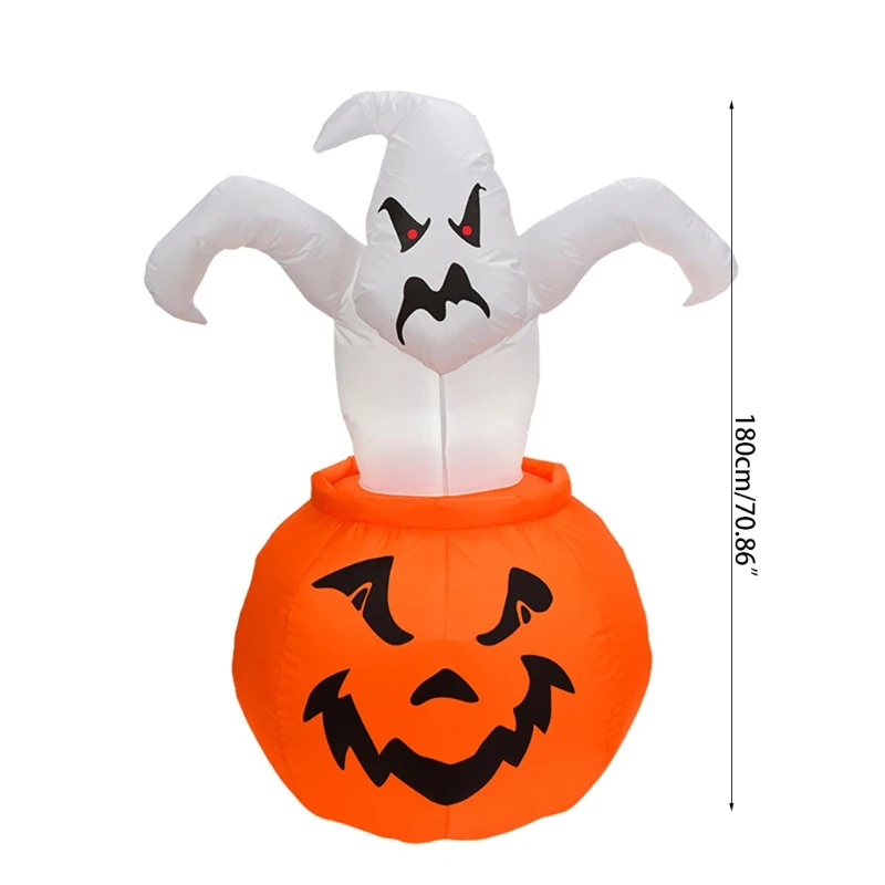 

Надувное украшение 180 см, светящееся ночью, тыква, набивное искусственное исполнение, для улицы