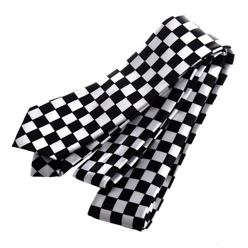 

Mens Black White Plaid Checkered Necktie Neck Tie