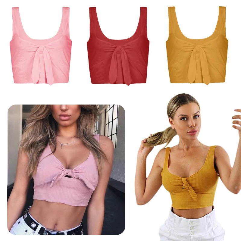 Эластичный укороченный топ с запахом на груди сексуальные однотонные свободные
