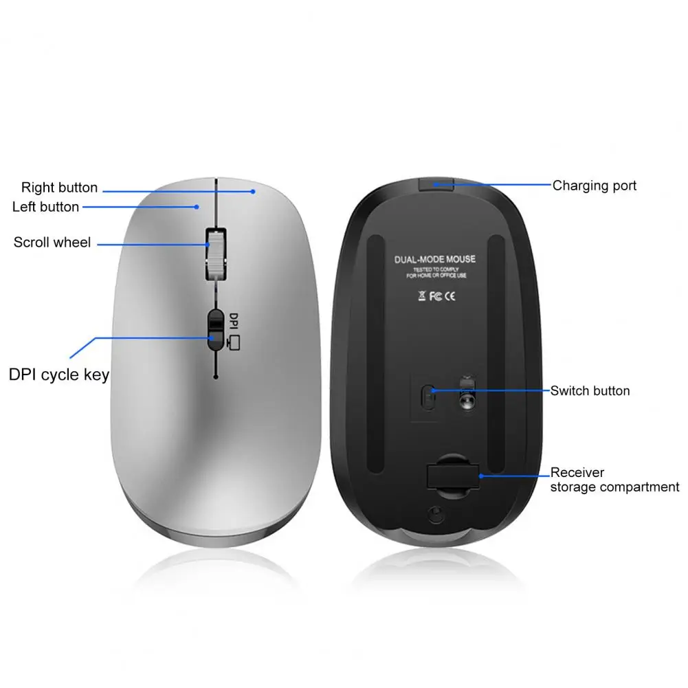 

WL169 2.4Ghz Bluetooth 5.0 Dual mode Wireless Mouse 800/1200/1600 DPI Rechargeable Portable Optical Mice for office
