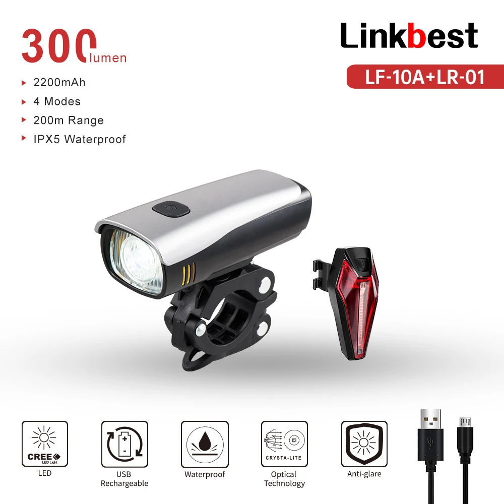 Linkbest USB Перезаряжаемый велосипедный светодиодный передний - Цена: 1275.99