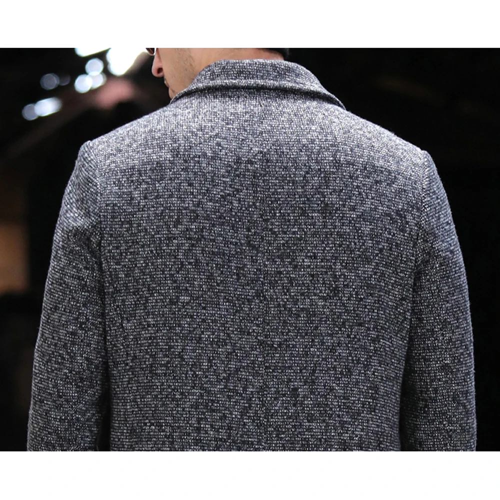 2019 Мужская Зимняя шерстяная одежда серый длинноворсовый мех кролика куртки на