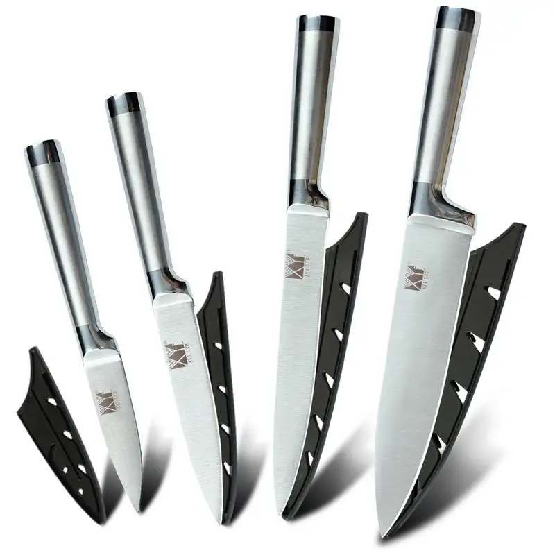 B.4 pcs set XYj набор кухонных ножей, один кусок 7cr17, структура ножей из нержавеющей стали, фруктовый нож Santoku, нож для нарезки хлеба - Цвет: B.4 pcs set