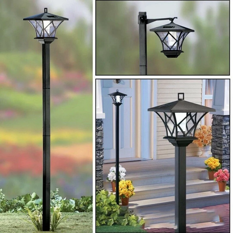 1.5M LED Solar Powered Traditional Garden Lamp Post Lamppost Lantern Light Decor