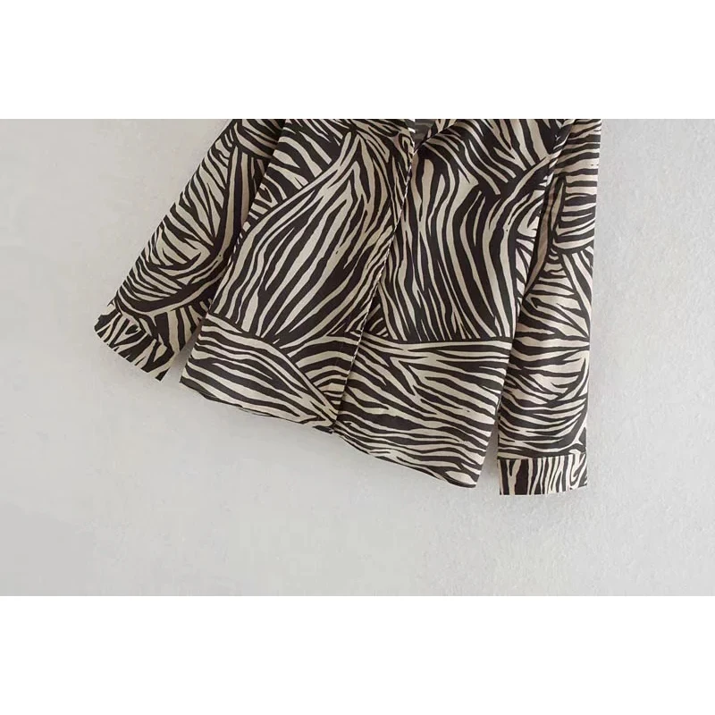 Модная блуза za осень 2019 новинка Зебра длинный рукав v образный вырез рубашка