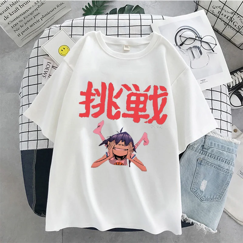 

Summer Gothic Female T-shirt Japanese Popular Anime Cute Characters Cartoon Pattern Printing Fashion Casual Punk Women's Clothin