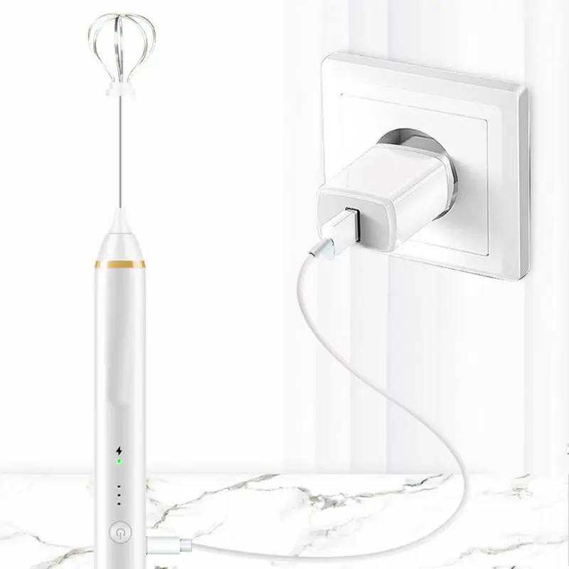 

Rechargable Double Spring Whisk Head Electric Milk Frother Mixer for Coffee