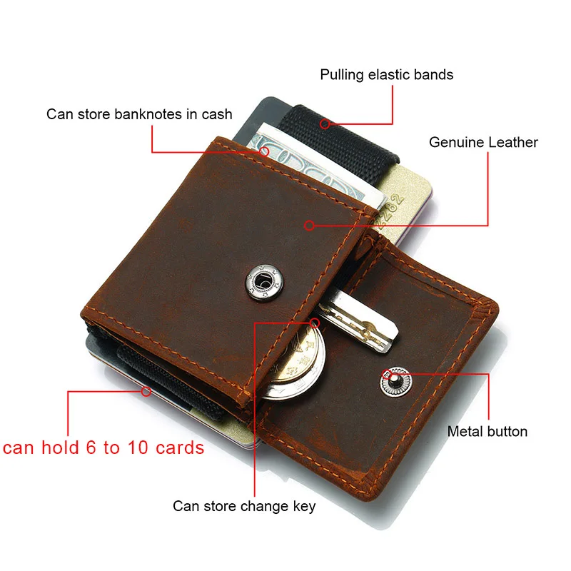 Мужской Тонкий минималистичный кошелек из натуральной кожи держатель для