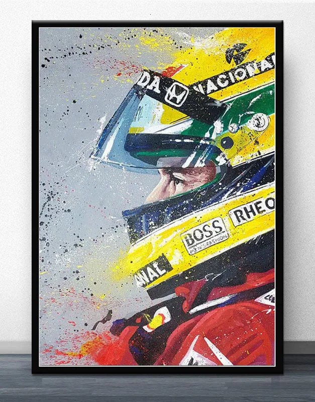 Постер и принты Горячие Ayrton Senna F1 формула mlaren чемпион мира стены искусства холст картина Современная для декора дома комнаты - Цвет: White