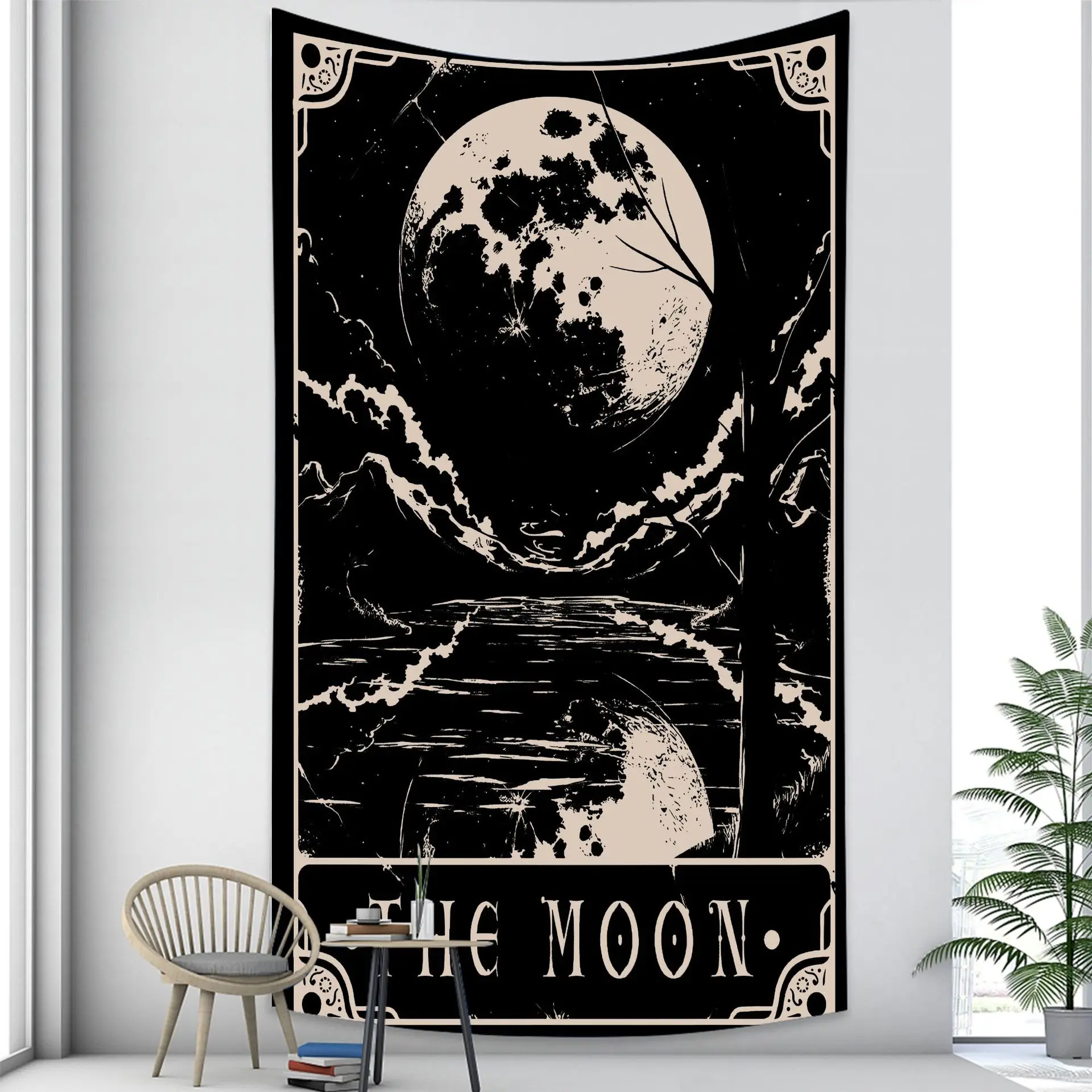 

Tarot Justice The Moon Star Sun Tapestry Medieval Europe Divination Tapestry Wall Hanging Tapestries Mysterious Black Wall Art