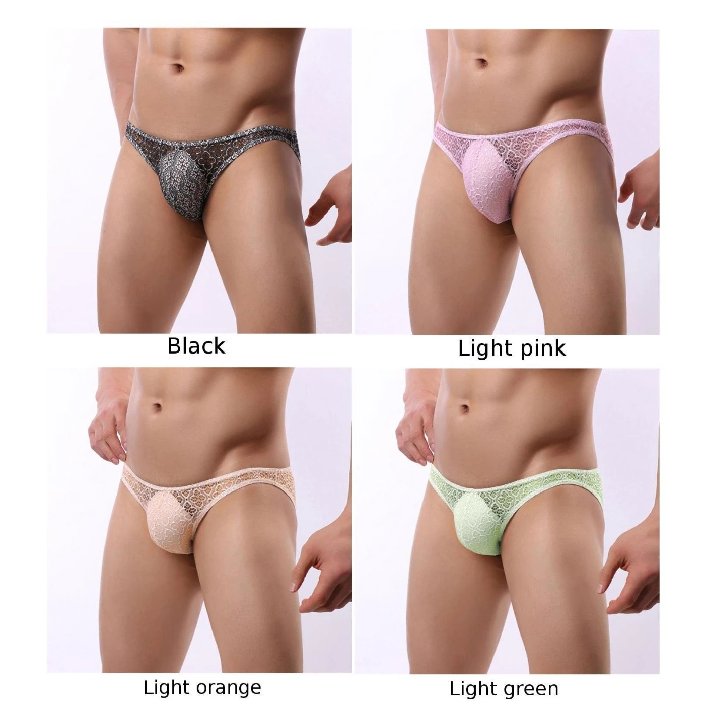 Men's Sexy Triangle briefs Lace Panties Fashion Mesh Low Waist Breathable men Underwear |