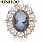 Брошь женская с жемчугом, винтажный со стразами