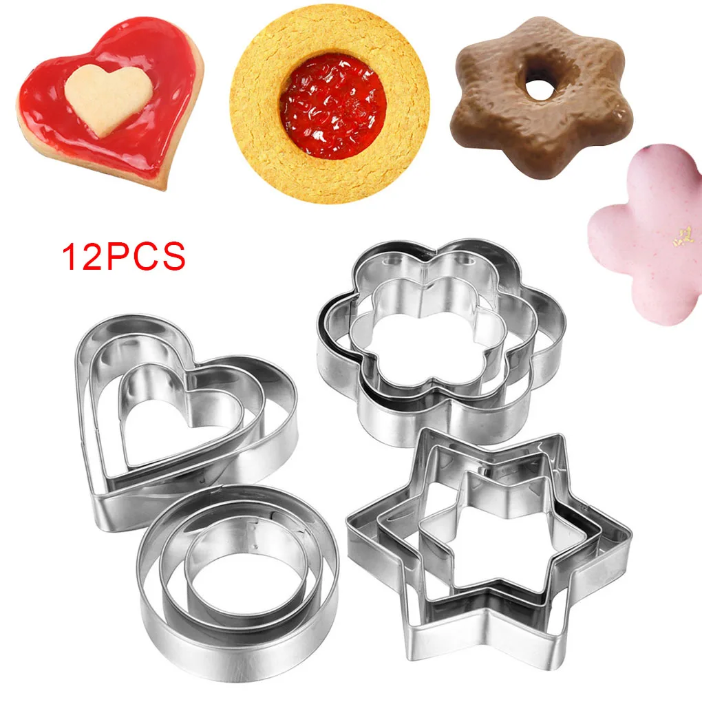 Набор форм для вырезания торта 12 шт. сердце цветок звезды круглая форма выпечки