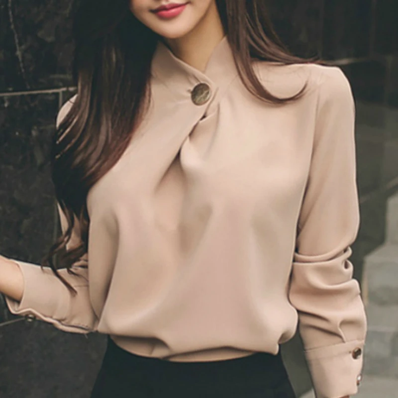 Blusas Mujer De Moda 2021 Шифоновая блузка с длинным рукавом Для женщин рубашки s Топы и