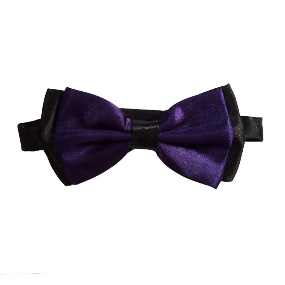 Мода новая мужская рубашка поло сплошной цвет галстук бабочка полиэстер с