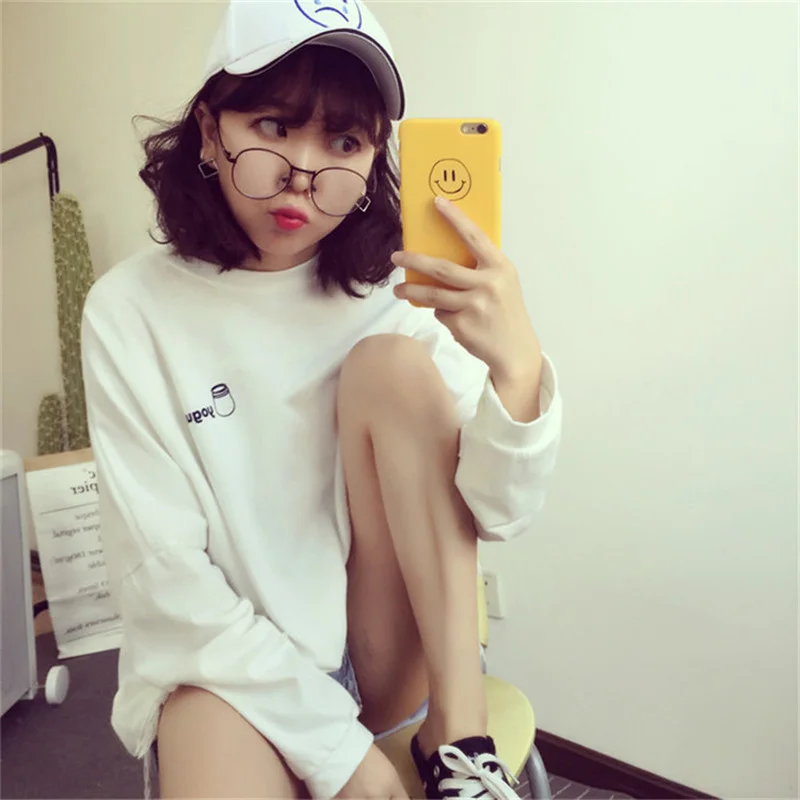 С рукавами летучая мышь Футболки с О образным вырезом больших размеров корейский