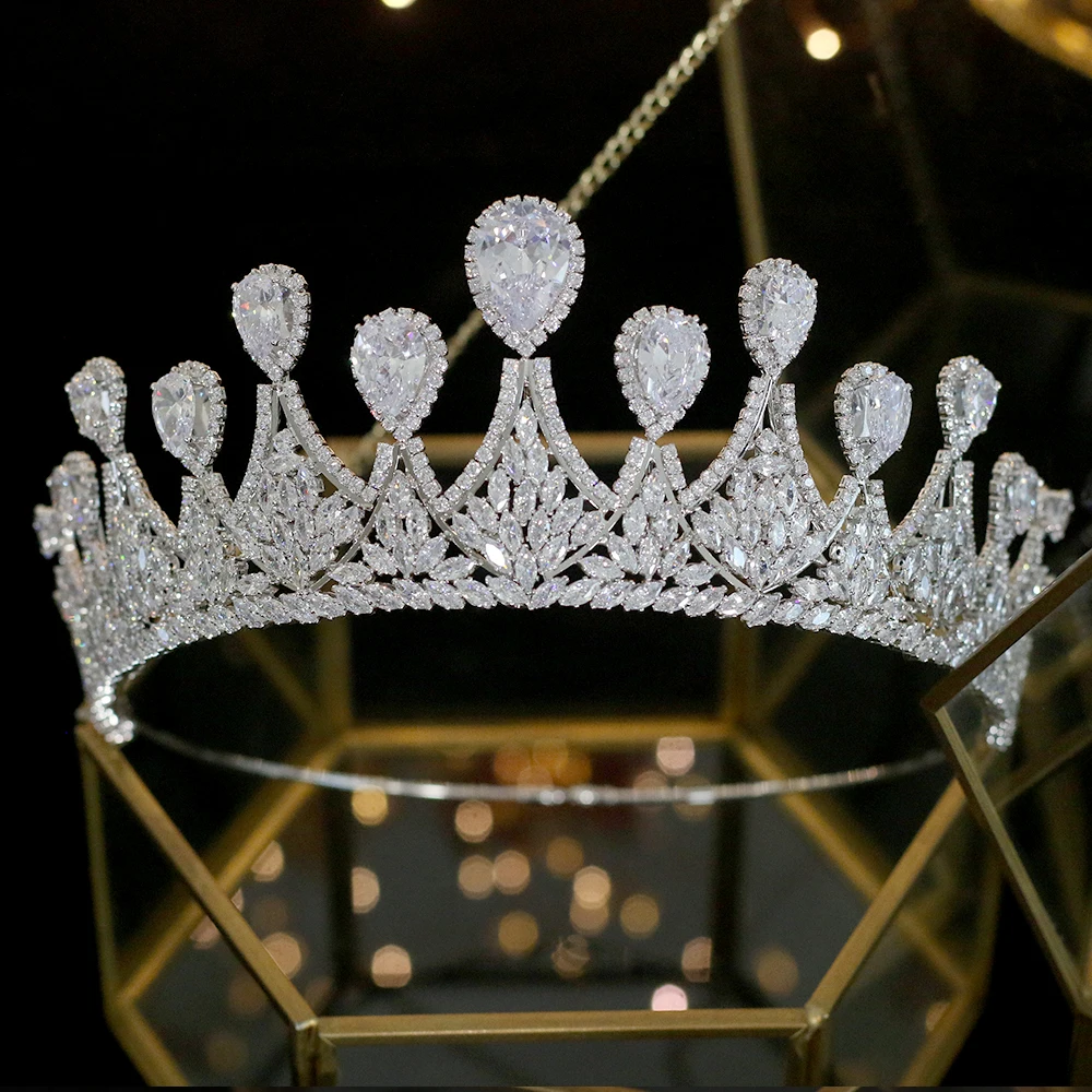 Тиара из фианита в виде капель Женская корона аксессуары для волос на