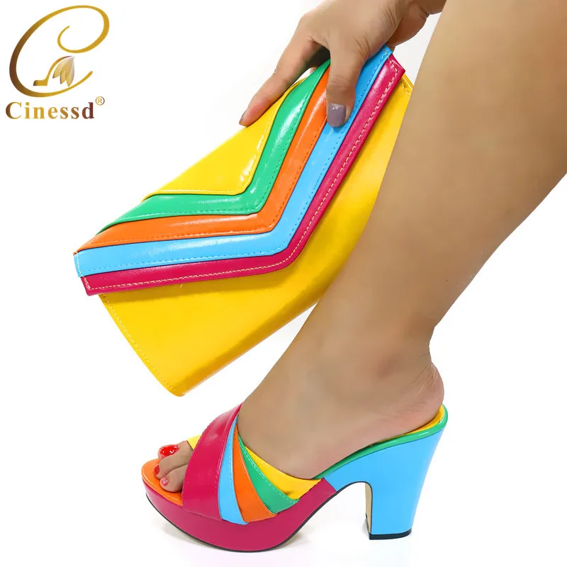 Свадебные туфли в африканском стиле Комплект из итальянских туфель и сумочки