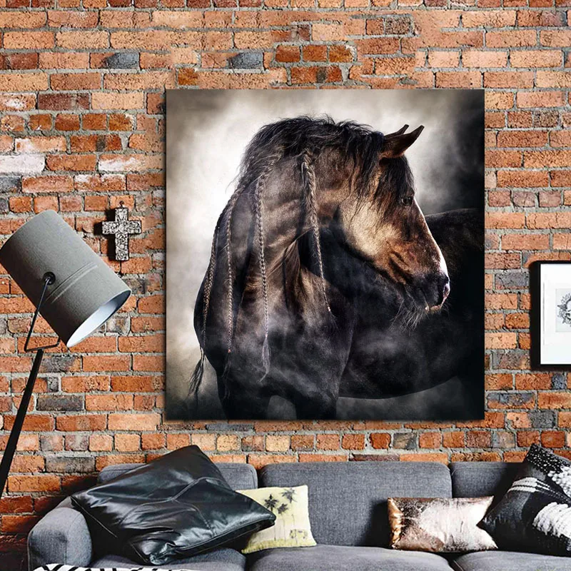Современный лошадь Wall Art Холст Картина печатный плакат картина постер животного