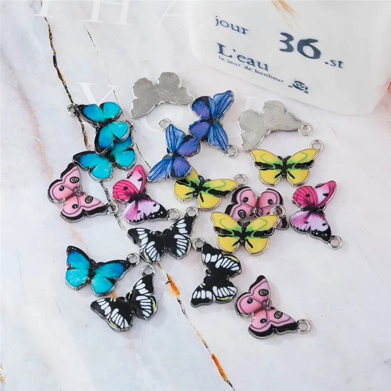 10 шт подвески бабочки Красочные эмаль Бабочка Шарм маленькие животные находки
