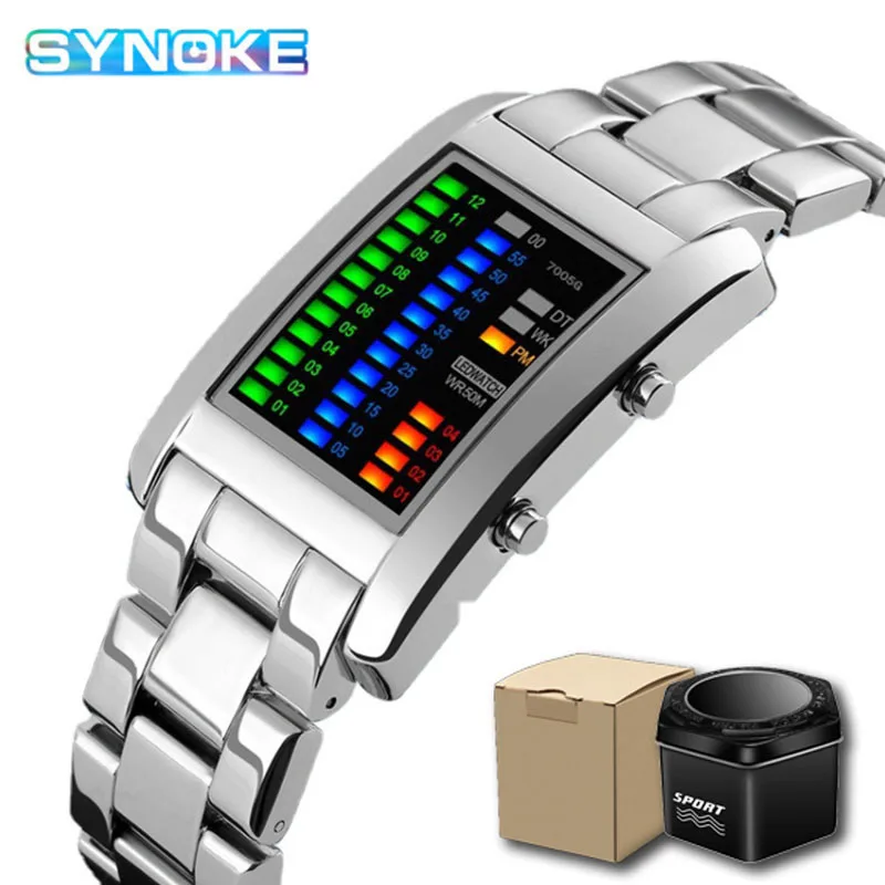 

Модные наручные часы для влюбленных, водонепроницаемые мужские и женские металлические светящиеся светодиодные электронные спортивные ча...