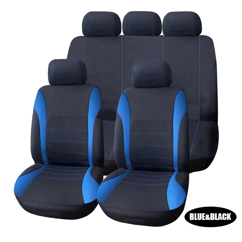 Blue AUTOYOUTH Универсальный подходит полный набор Плоских тканевых чехлов для автомобильных сидений(синий/черный) 9 шт. подушка безопасности совместима с большинством автомобилей, грузовиков, внедорожников - Название цвета: Blue