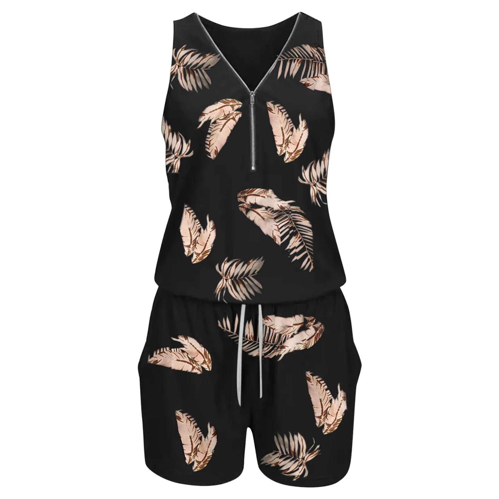 Модный женский боди без рукавов пляжный короткий комбинезон с принтом в виде