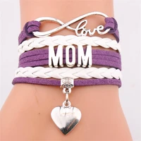 infinity mom leather bracelets fashion mother letter bracelets charm mama bracelets