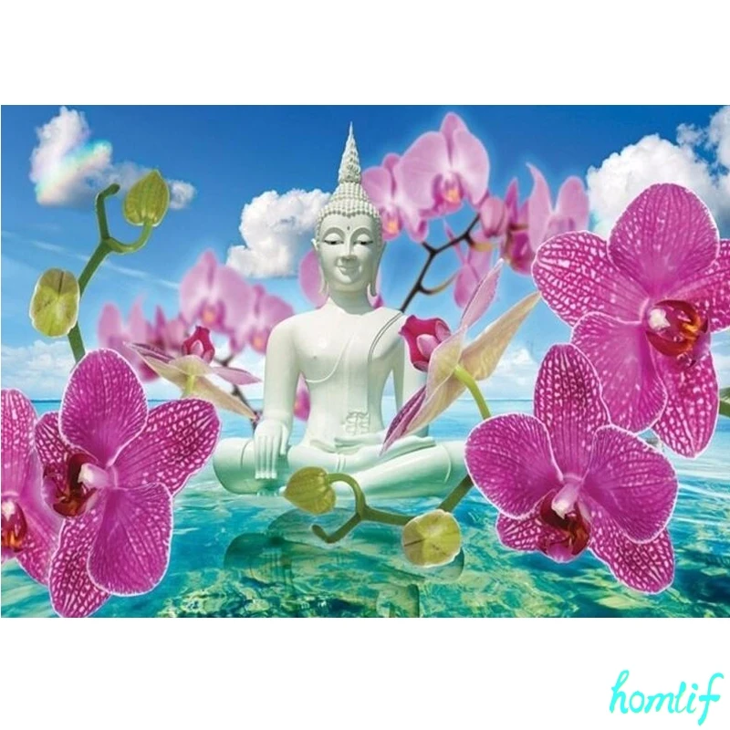 Полная Алмазная вышивка Будда Китай орхидеи цветок 5d diy алмазная живопись наборы