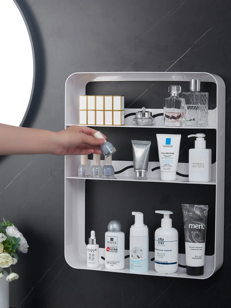 

Home bathroom shelf wall punching free wall-mounted washstand toilet storage