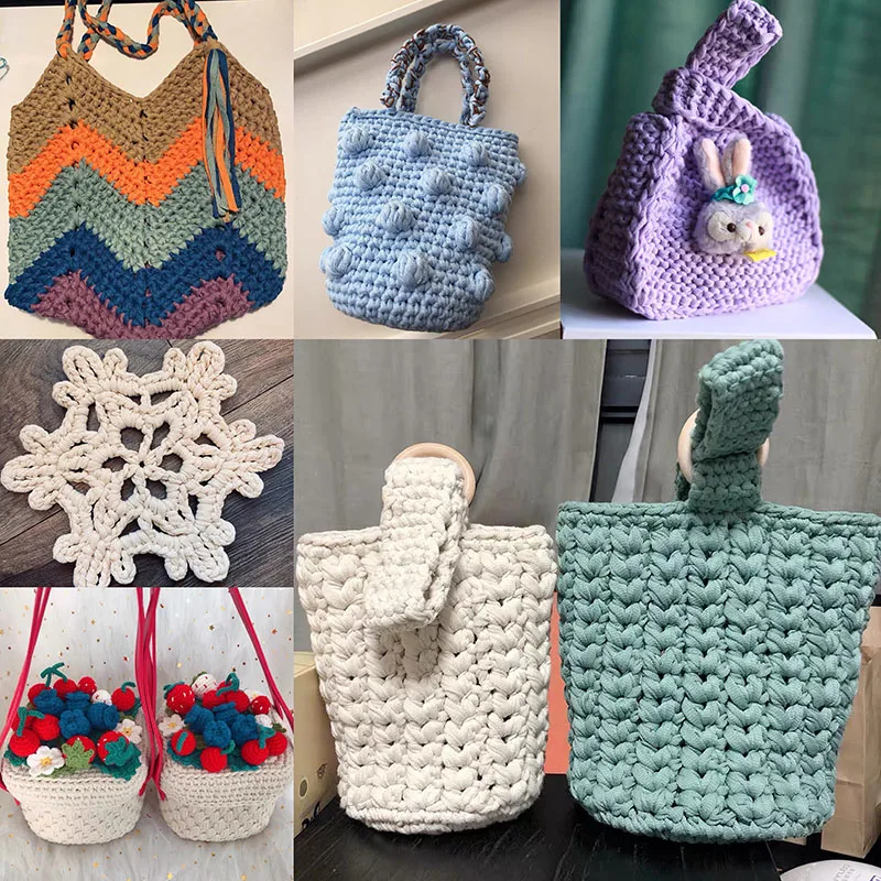 250 г хлопчатобумажная пряжа с отверстиями для вязания крючком сумка корзинка