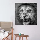 Черно-белые Львы животные холст постер дикий пейзаж живопись настенные картины Графический подарок гостиная спальня без рамки