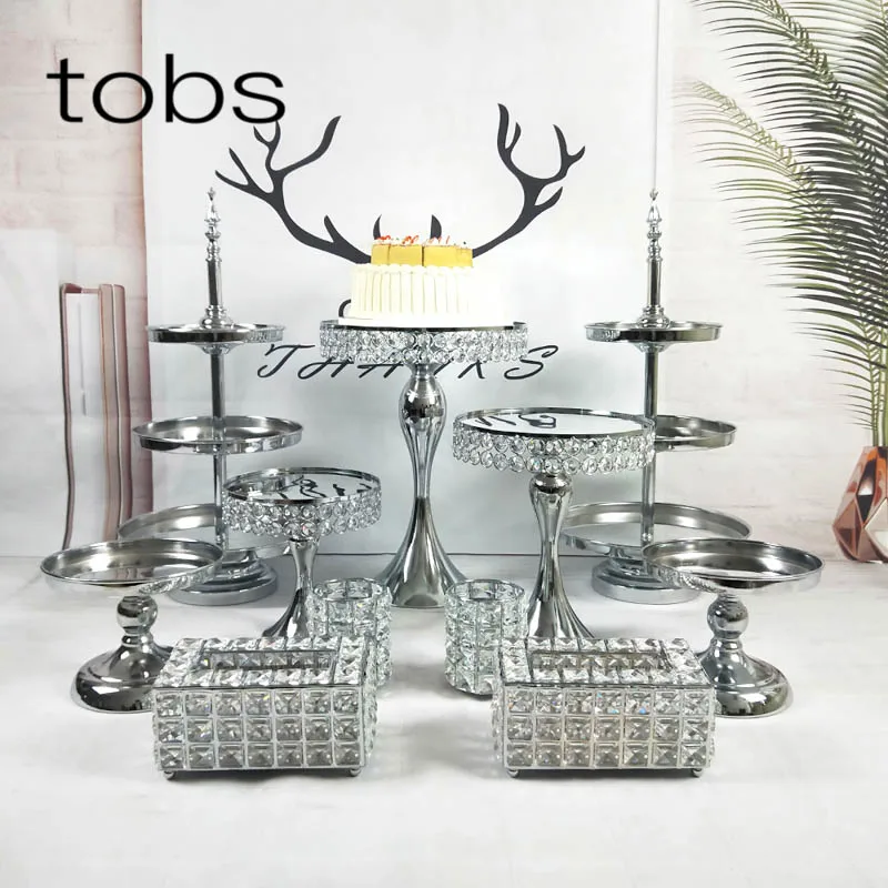 

FFRIDAY WEDDING DECORATION CRYSTAL CUPCAKE PARTY DESSERT DISPLAY MIRROR HIGH TEA STAND CAKE SET