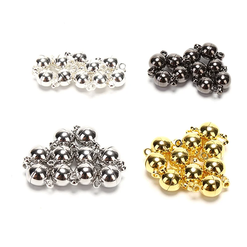 

10pcs Magnetic Lobster Clasps Buckle Hook Round Crystal Beads Disco Ball Clasp for Bracelet DIY Jewelry Making Findings