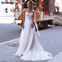 sevintage beach lace wedding dresses boho spaghetti straps bridal gowns 2021 appliques backless wedding party dress custom made