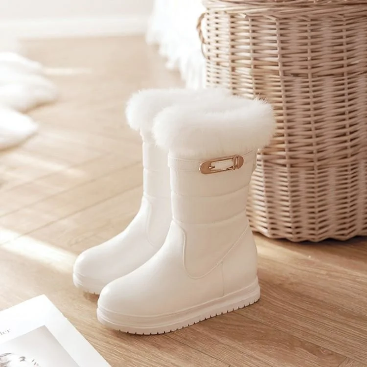 

Winter Flat Bottom Thick Bottom Plush Warm Snow Boots Women's White Medium Tube Anti-skid Cotton Shoes Women's Boots