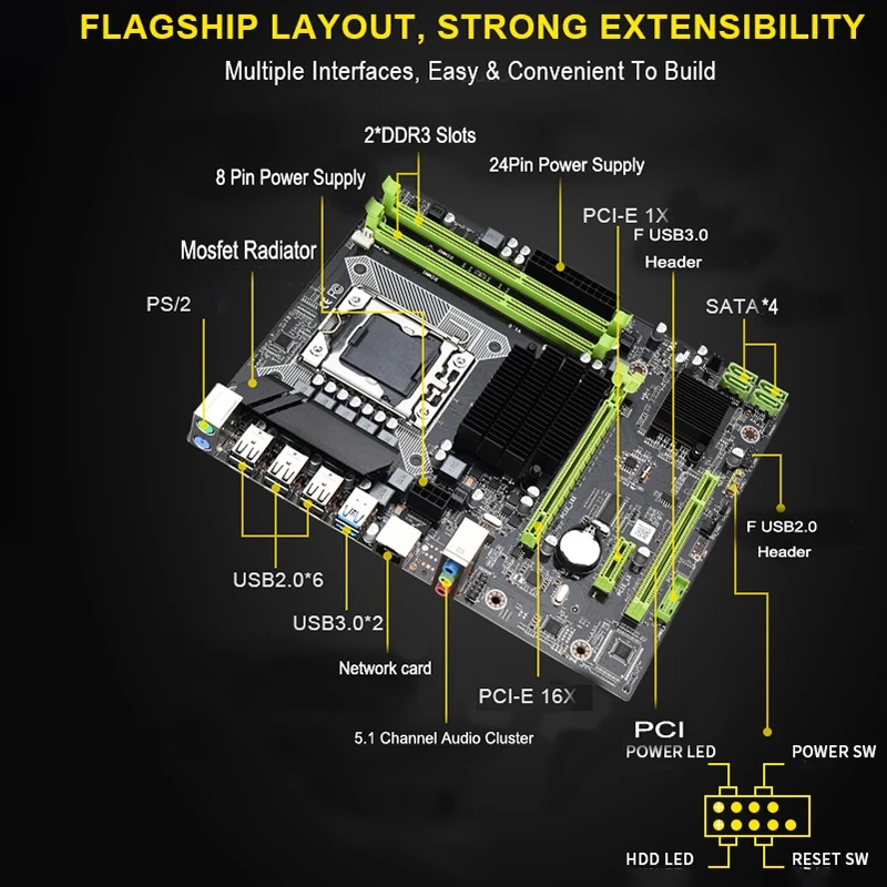 X58 LGA 1366 Motherboard LGA1366 Support REG ECC DDR3 and Xeon Processor USB3.0 AMD RX Series | Компьютеры и офис