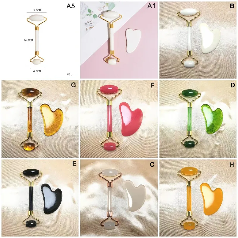 

Natural Face Massager Guasha Jade Roller Scraper Facial Skin Care Tools Beauty Tools Facial Roller Jade Microniddle Massager