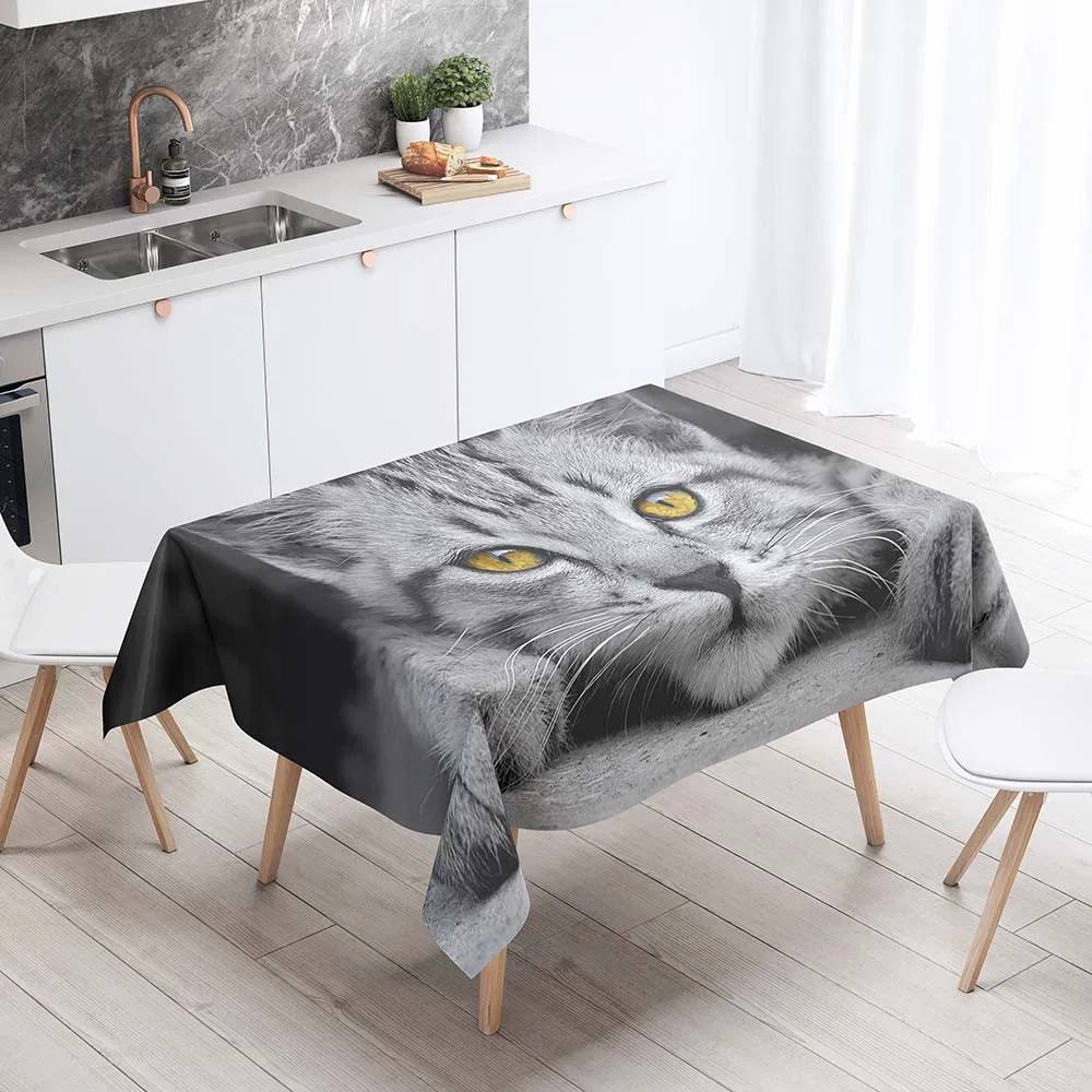 

Rectangular Tablecloths Decorative Table Cover 3D Printing Cute Cat Animal Dining Table Cloth