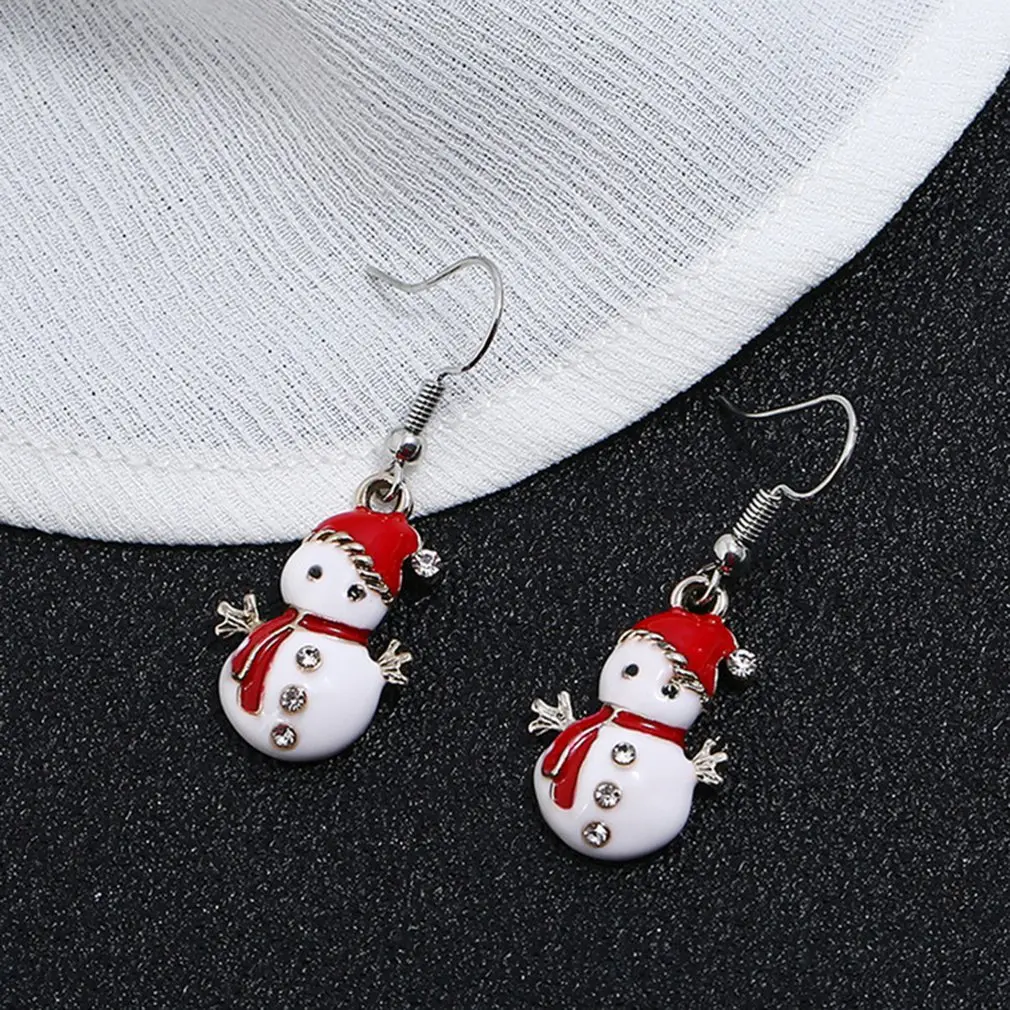 Cute Cartoon Drop Oil Color Santa Snowman Christmas Gift Earrings Necklace Set Professional Fashion Portable | Украшения и