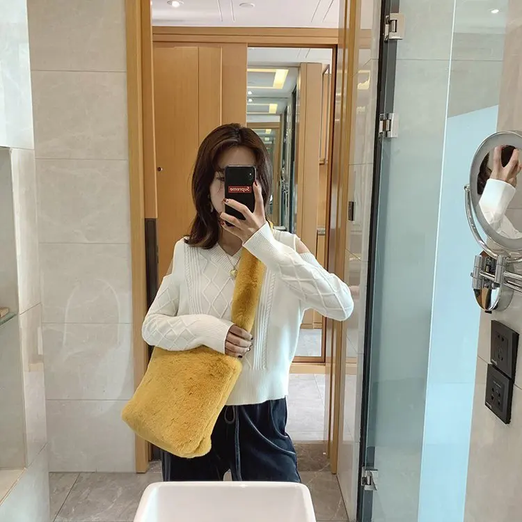 Зимние плюшевые сумки на плечо для женщин 2020 сумка через из искусственного меха