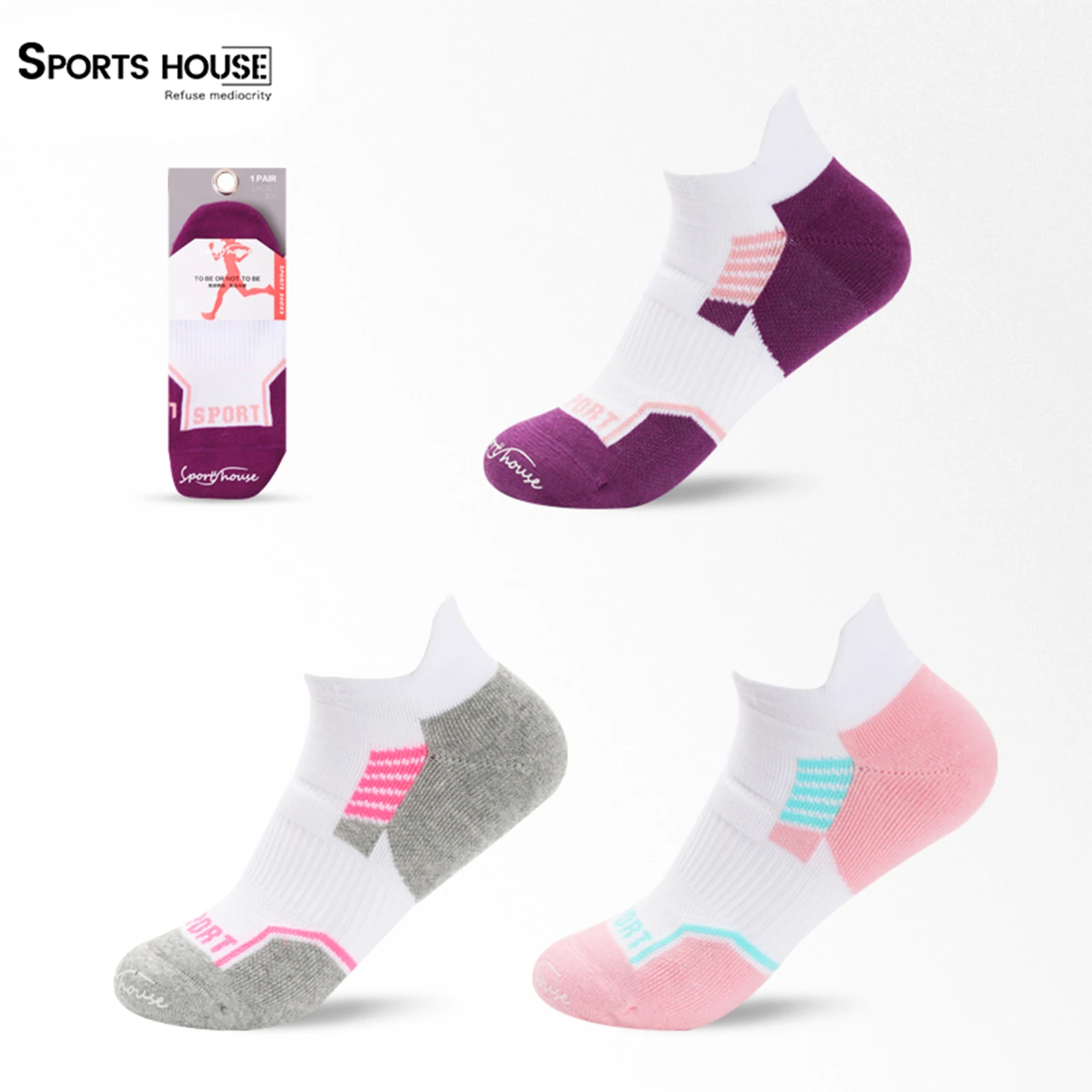 

2Pairs Professional Sports Socks Women Running Accessories Moisture Wicking Sock Non-slip Elastic Breathable Sock Size S(35-39)
