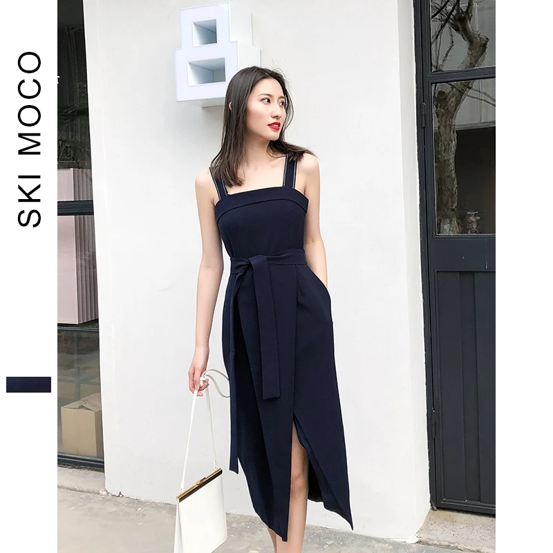 Женское платье без рукавов элегантные платья до середины икры с карманами и