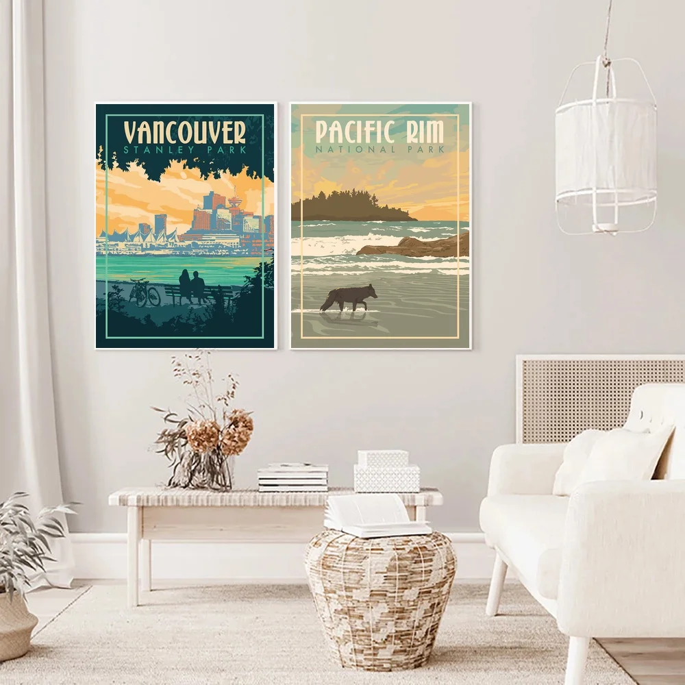 Винтажный постер на холсте канадский Ванкувер Стэнли парк национальный